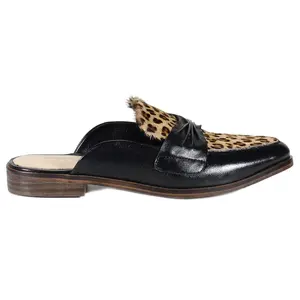 Diba True Womens Au Pair Leopard Mule Loafers Casual - Black