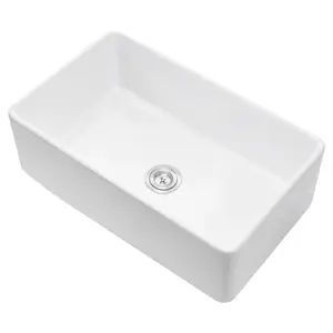 VEVOR 33.5x20 inch Farmhouse Sink, White Sink Workstation, Fireclay Undermount Basins, Apron Front Single Bowl Basin with Multiple Accessories, Large Capacity Household Dishwasher Sinks for Kitchen