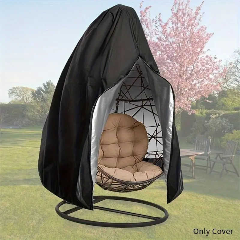 Oxford Cloth Outdoor Garden Swing Cover, Patio Glider Swing, Sunproof Dustproof, Hanging Chair Protector, Shell Design with Zipper Closure, All-Season Use
