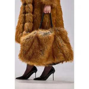HERE FOR A GOOD TIME FAUX FUR TOTE