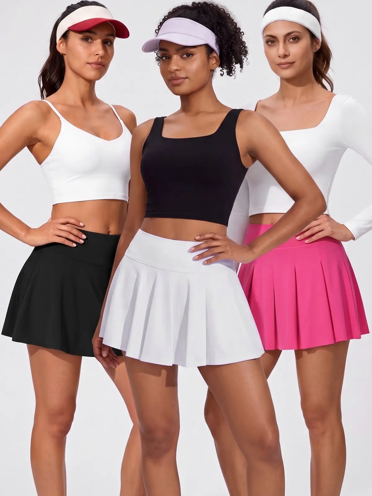 BRYY 3 Piece Women's High Waist Skorts Skirt with Built-in Shorts Sexy Stretch Basic Outfits Back Pocket & Side Hidden Pocket 2-in-1 Yoga Shorts Elastic Waist Flowy Cheeky Short Skirts Gym Skirts Versatile Stretchy Flared Casual Skirt Workout Sportswear