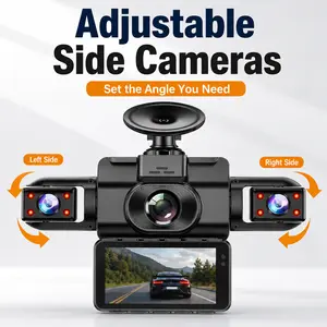 4-Channel Dash Cam Front Rear Left Right Recording, 1080P Front Camera Car DVR with Night Vision, Wide View Coverage, Adjustable Side Cameras for Daily Driving & Road Safety