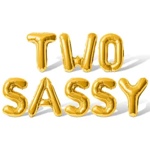 Letter Balloons - TWO SASSY 16" Inch Alphabet Letters Foil Mylar Balloon 2nd Birthday Party Banner