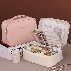 Popular customizable makeup bag with large capacity, high-end feel, multifunctional cosmetic storage bag, niche design.