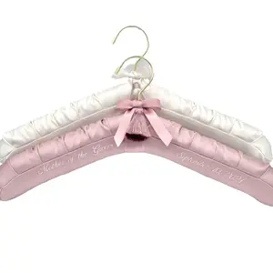 Personalized Satin Bridal Hanger, Embroidered, Padded, Metal Frame