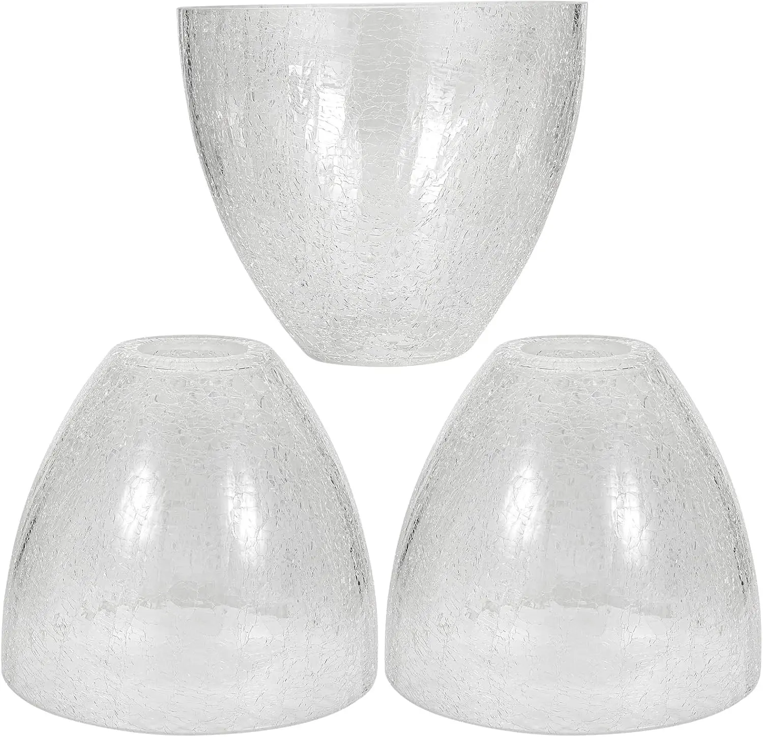 3 Pack Clear Crackle Bell Glass Lamp Shade Replacement, 1-5/8" Fitter | 5.9"W x 5"H, Crackle Effect Glass Globe Cover for Chandelier Pendant Light Wall Sconce Lighting Fixture