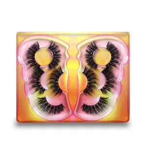 5 Pairs Butterfly Tray 18mm Dense Long False Eyelashes, DD Curl, Non-Toxic, Solid Form, 0.15mm Thickness, 13-15mm Length, Eye Makeup, Eyelash Set