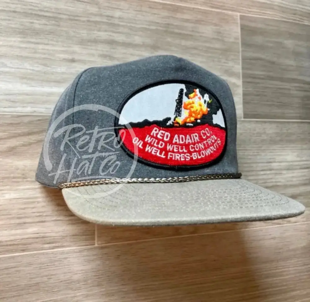 Vintage Oilfield - Red Adair - Wild Well Control Patch on Charcoal/Sand Stonewashed Rope Hat