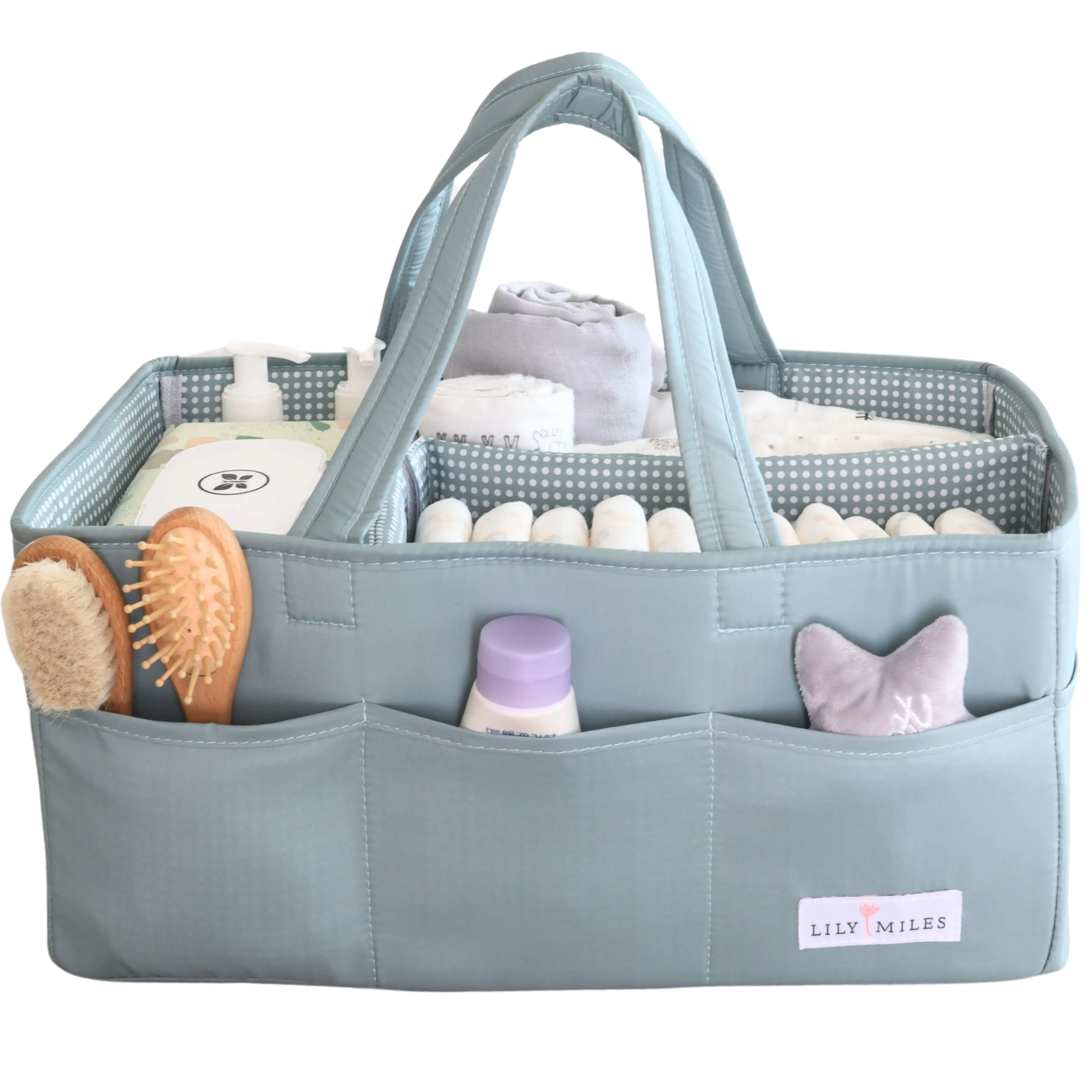 Baby Diaper Caddy Organizer with 8 Pockets & 2 Dividers - Large