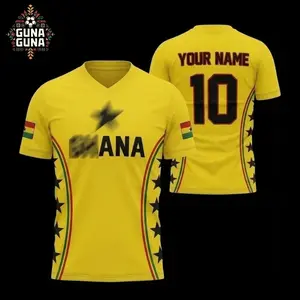 Personalized Name & Number Ghana Yellow Soccer Jersey 2026 Soccer Shirt - Custom Ghana Jersey for Men Women Youth, Ghanaian Flag Pride Fans Team T-shirt