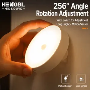 Bedroom Night Light, 256° Rotatable Motion Sensor Light for Home Bedside & Closet