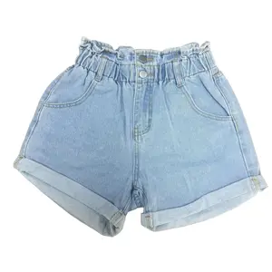 Zhangyan Women's Stretch Denim Shorts with Rolled-up Hem Pockets High-Waist Jean Button Zipper Closure Spring Summer Hot Girl Outfit Festival Holiday Womenswear