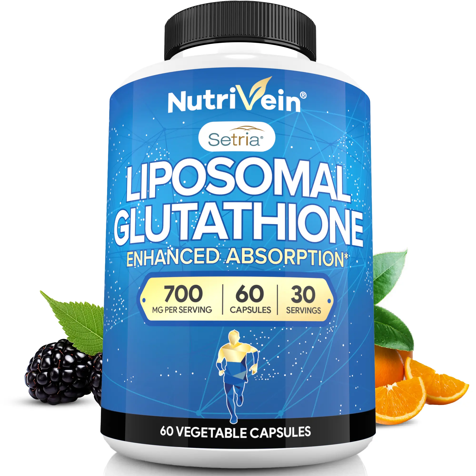 Nutrivein, Liposomal Glutathione Capsules, Dietary Supplement Formula, Plant-Based Nutrition Support, Daily Wellness Capsules, 700mg, 60 Capsules, 2 Capsules Daily