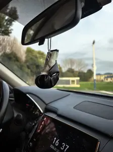 Black White Boxing Glove Car Mirror Charm, Sports Style Hanging Decor, Perfect Birthday Gift for Boxing Fans