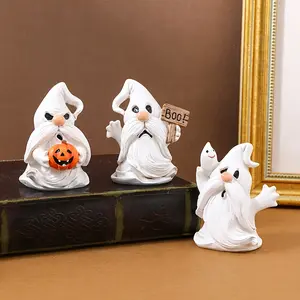Halloween Cute Ghost Gnome Dwarf Creative Party Decoration Resin Craft Ornament, 1 Piece Halloween Decorations for Garden Yard, Unique Holiday Gift Idea