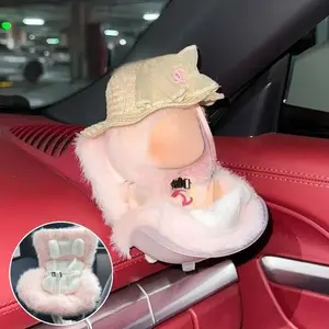 Car Dashboard Decoration, Soft Plush Seat Cushion with Vent Clip and Table Stand, Cute Practical Doll Car Accessory, Car Ornament