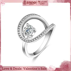 【#286 Surprise of the Day】Stylish Circle Swirl Synthetic Moissanite Engagement Ring for Women D Color VVS1 Clarity in 925 Sterling Silver for Thumb/Index 0.5Carat Ideal  Gift for Mother's day