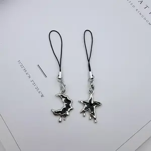 Melted Stars Moon Phone Chain, Dark Style Phone Charm, Irregular Lava Chain Couple Sweet Cool Keychain, Unisex Accessory, Phone Lanyard, Phone Strap