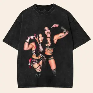 Rhea Ripley and Iyo Sky Washed T-Shirt | Vintage Graphic Design | Iconic Wrestling Print | Classic Fan Apparel Cotton Fabric graphic  tee graphic  hoodies summer  outfits  men Menswear Soft clothes gifts Seamless Tops