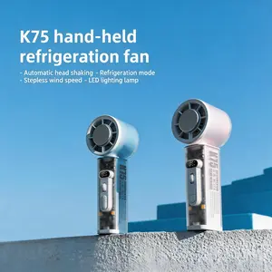 Oscillating Turbine Cooling Fan, 180° automatic oscillation, 100-speed settings, semiconductor-cooled ice pack, digital display for battery level and speed settings, four-level LED lighting, 3000mAh battery, portable fan for office naps