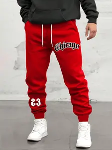 Men’s Joggers Letter Graphic Print Pants for Casual & Workout Letter Graphic Sweatpants with Drawstring Streetwear Style for Workout & Daily Wear