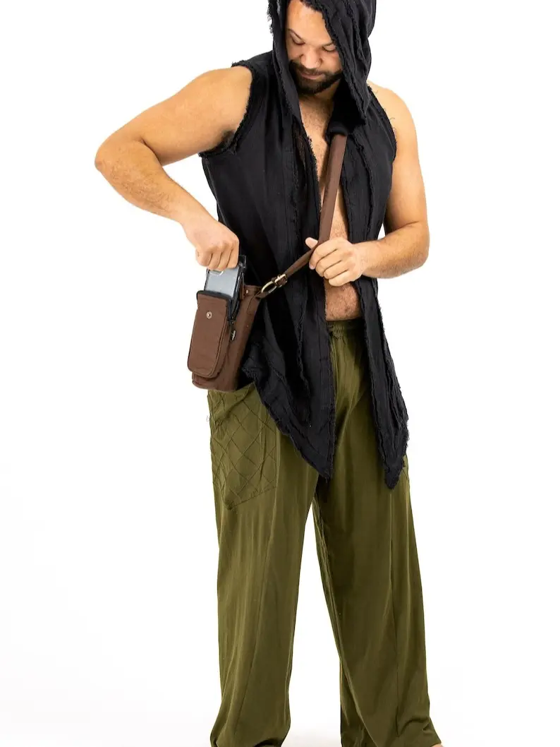 Canvas Water Bottle Holder: Festival Sling Bag with Zipper Pocket