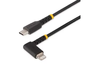 StarTech.com 3ft (1m) Durable USB-C to Lightning Cable - Right-Angled Heavy Duty Aramid Fiber USB Type-C to Lightning Charging/Sync Cord - Apple MFi Certified RUSB2CLTMM1MR