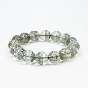 8mm/9mm/10mm/11mm/14mm Premium Green Garden Quartz Phantom Bracelet -1 Count Healing for Gift Natural Beads with Unique Phantom Patterns