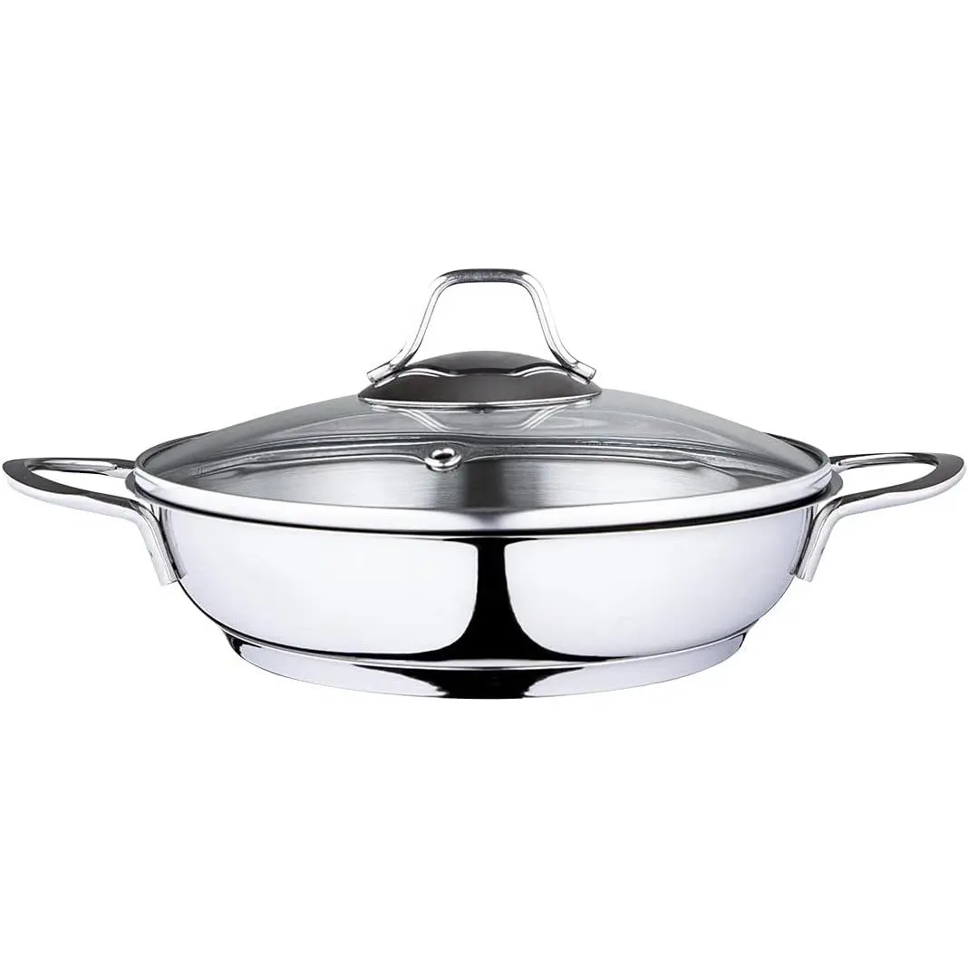 Serenk Modernist Stainless Steel 7-8-9 Inch Stock Pot, Large Cooking Pot with Lid for Soup, Stews, and Stock, Shiny, Professional Kitchen Essential (7.87)