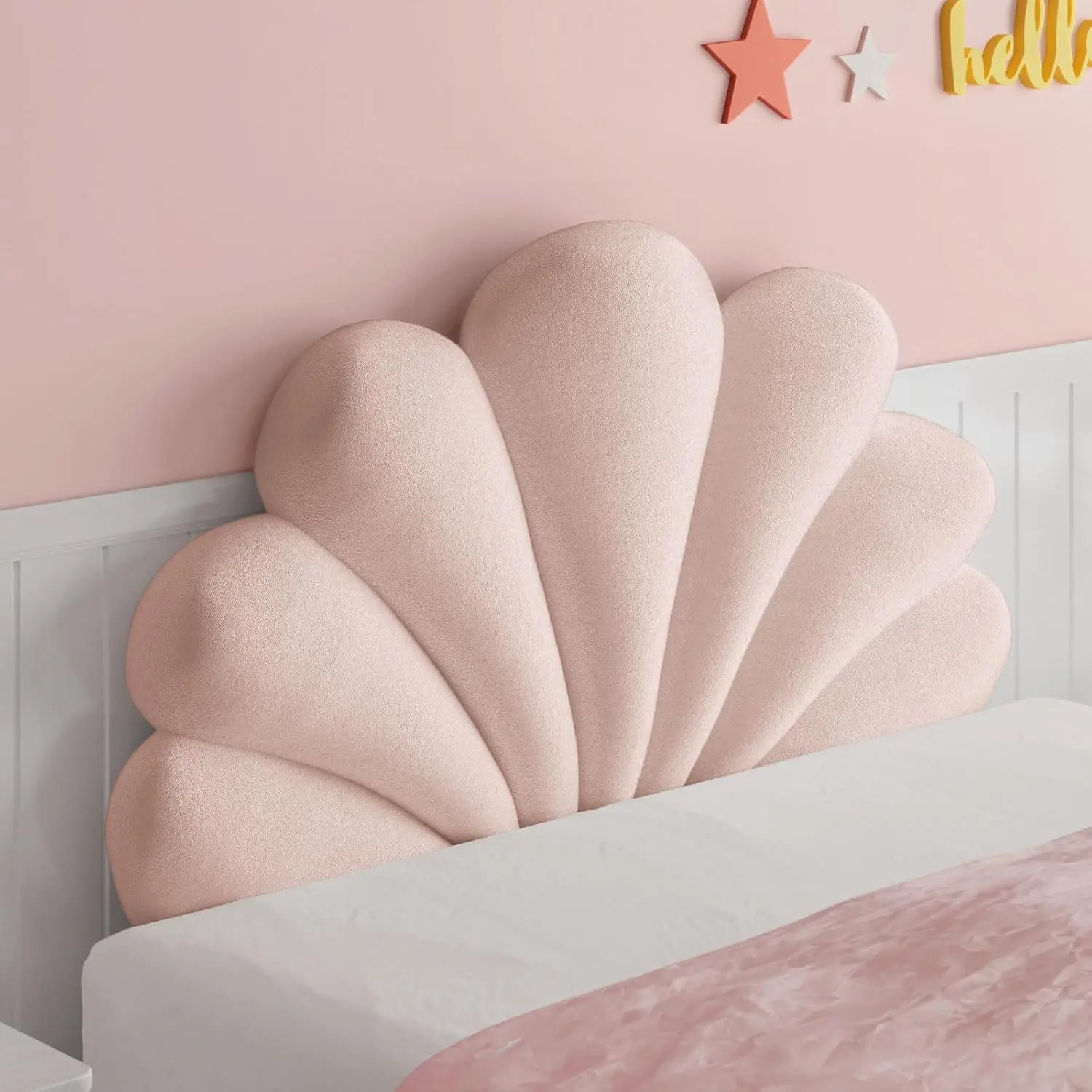 【Christmas Gift】Seashell Queen Headboard Pillow, Shell Headboard Beds Accessory, Cute Oceanic Stuffed Cushion for Teen Girls' Bedroom Wall Panel Decor, 59x36 in, Shell Headboard Headboards, 59 X 36 Inches