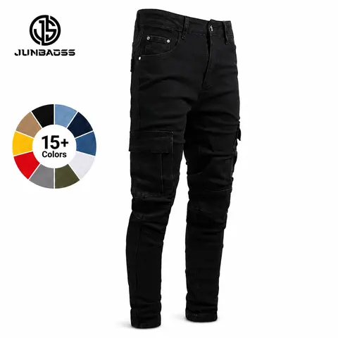 JUNBAOSS Men's Slim Fit Stretch Jeans Cargo Skinny Jeans for Men, Distressed Straight Leg Fashion Casual Comfort Flex Waist Denim Pants, Menswear Trouser Streetwear Jean with Plain Pockets #SohoChic