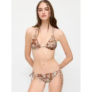 Cider Halter Neckline Aztec Print Triangle Top & Tie Side Low Rise Bikini Set