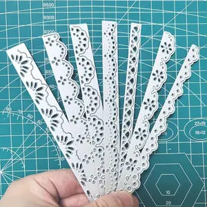 7Pcs/Set Lace Layer Borders Dies Cuts for Card Making, Flowers Pattern Cutting Dies, Metal Die Cutting Mold, Scrapbooking Dies, Scrapbook Materials, DIY Etched Embossing Stencil for Craft, Crafting Kit, Crafts Kit