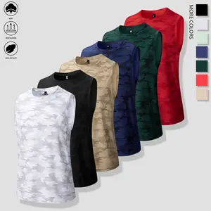 Camouflage Print Tank Top Set of 6 - Breathable Sleeveless All-Season Shirt with Faux Branches Design, Polyester Blend Fabric, Suitable for Gym, Basketball & Outdoor Sports | Casual Style, Machine Washable, Naturally Inspirered Apparel