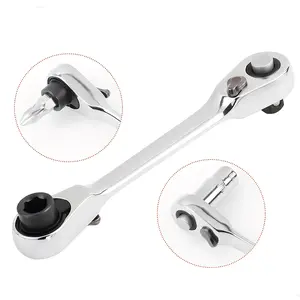 Ratchet Wrench 1/4 Inch Mini Double Headed 72 Tooth Drive Socket (Bits Not Included), Ratchet Set Rotator Practical Accessories Tool, 5 Degrees Quick Install Release