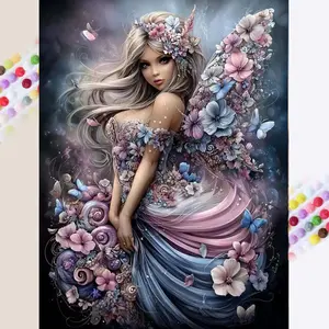 1 set of DIY diamond painting kit, 5D diamond art set, DIY decoration Beautiful Flower Fairy mosaic, diamond art, DIY art home decoration, suitable for Christmas, Handicraft