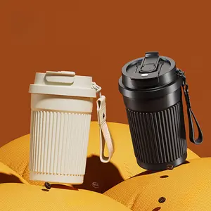 Vacuum Flask Stainless Steel 350ml Portable Coffee Mug with Strap for Women Men Office Home Outdoor Hot Cold Drinks Insulated