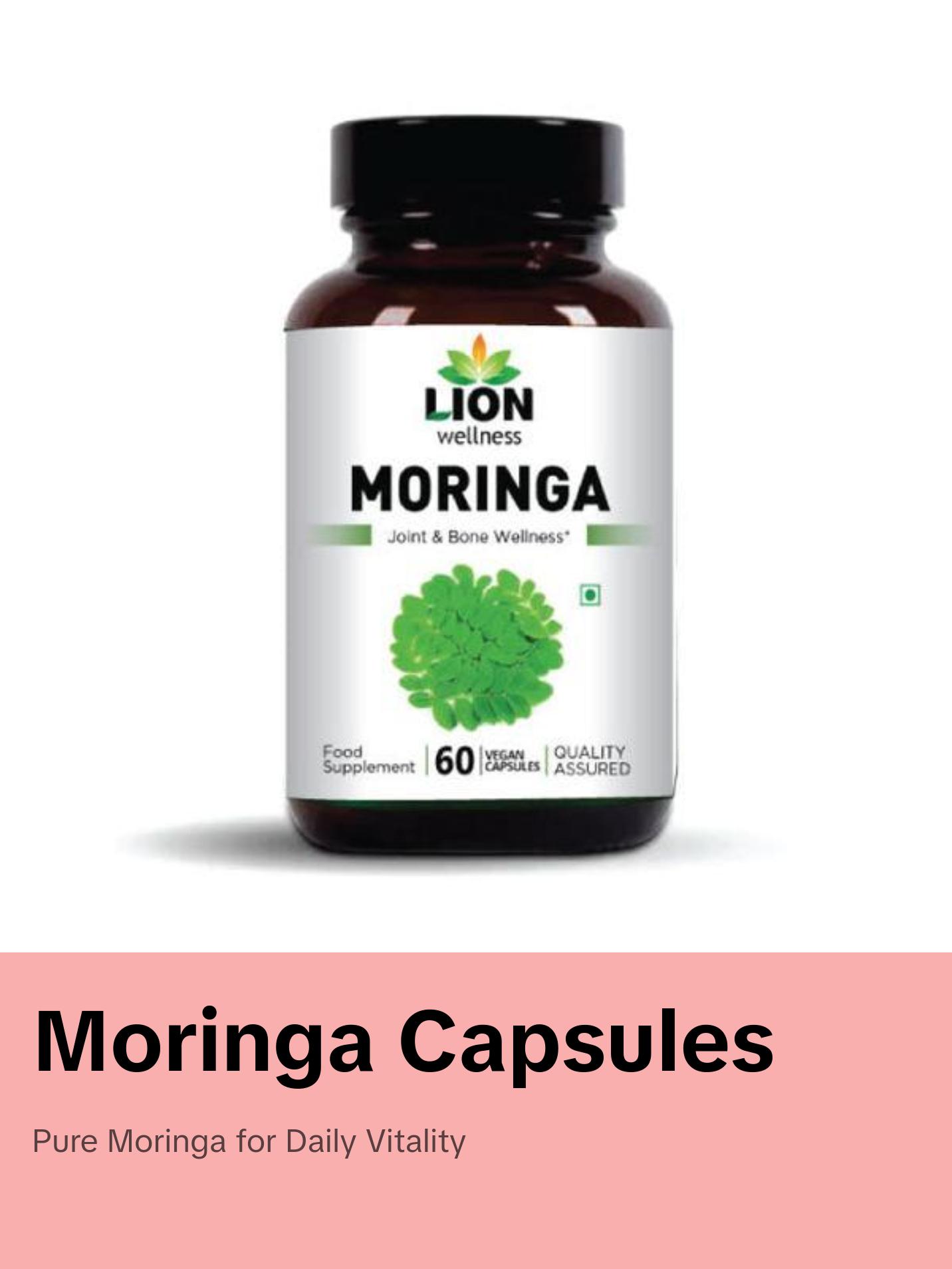 Moringa Capsules I 100% Organic & Vegan - Natural Herbal Capsules for Health Benefits