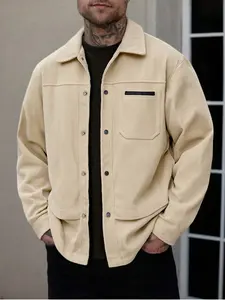 Men's Large Size Corduroy Shirt Jacket, Trendy Versatile Classic Fashion Warm Button-Up Coat, Fall & Winter Casual Wear,  Chinos Jeans leather jacket oktoberfest outfit business casual tops zip jackets western wear men Menswear Outerwear Stylish Tops