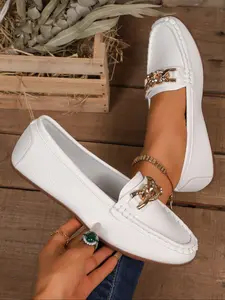 Women's Square Toe Loafers Slip-On Ballet Flats, Comfortable PU Leather Work Shoes, Fashion Office Footwear, All Seasons, Casual Wear Shoe