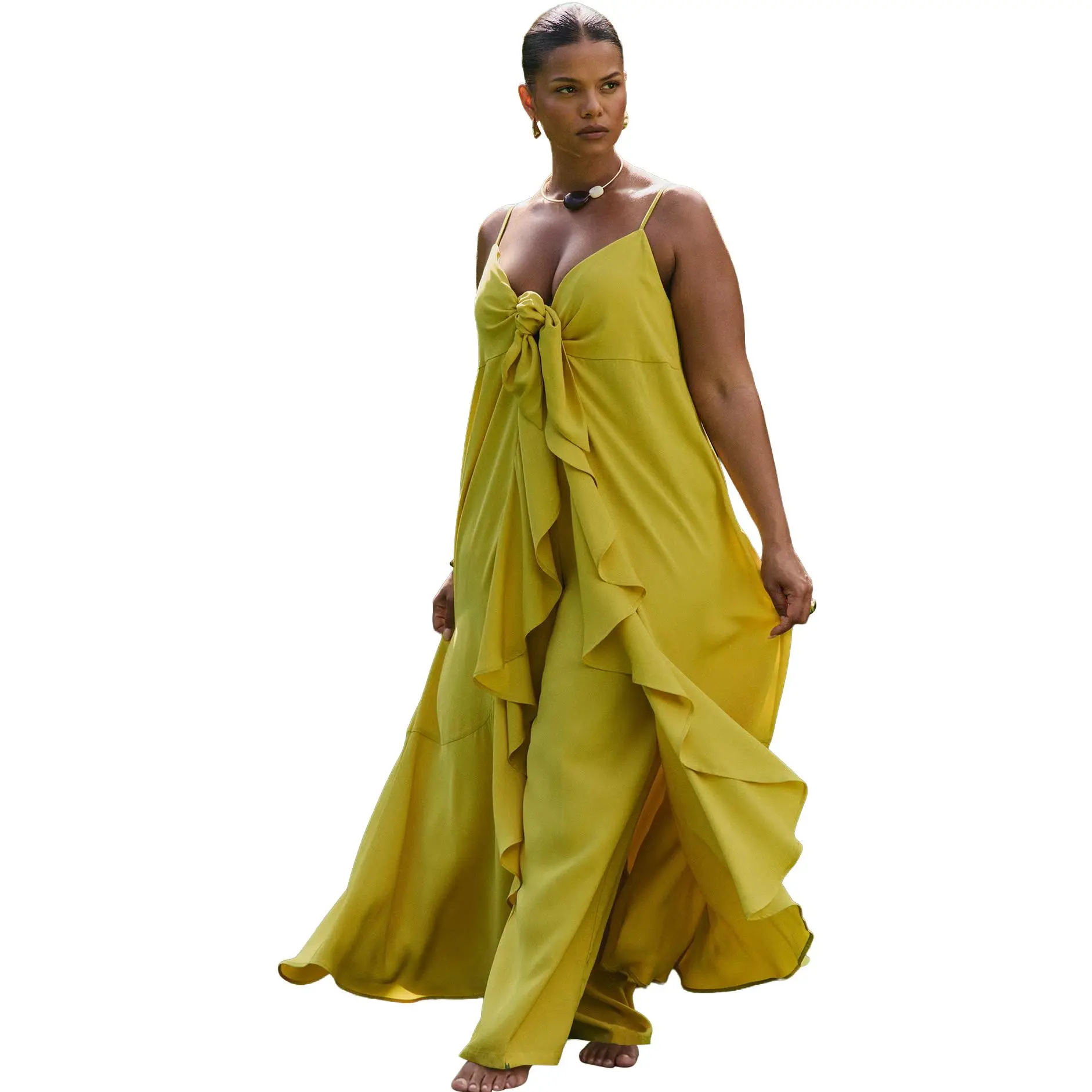 ELOQUII Women's Plus Size Tie-Front Ruffle Duster