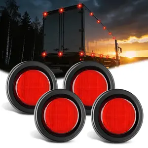 Nilight 2.5-Inch Red 13-LED Round Marker Clearance Lights (4 Pcs) - Bright Output, Waterproof Truck Auto Parts Accessories for Rear Lights