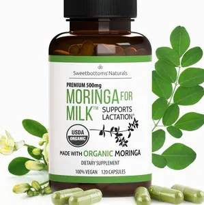 Lactation Supplement - Organic Moringa Capsules for Breastfeeding Support to Increase Breastmilk Supply (120 ct) Pure Malunggay Leaf Powder for Milk Production Booster & Postnatal Vitamins A E K 500mg