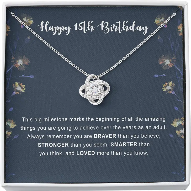18th Birthday Necklace Personalized Jewelry Gift - Love Knot Necklace 18th for Girls 18th Birthday Necklace 18th for