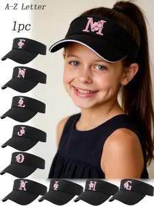 1PC A-Z Flower Embroidery Sun Hat, Embroidered Snapback Cap, Adjustable Size Baseball Cap, Casual Fitted Hat for Ages 8+, Beach School Outdoor Activities
