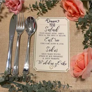 HopeAnastasiaDesigns Elegant Wedding Menu Cards with Monogram Sleeve for Weddings/Events Personalized Dinner Menu & Reception Table Decor