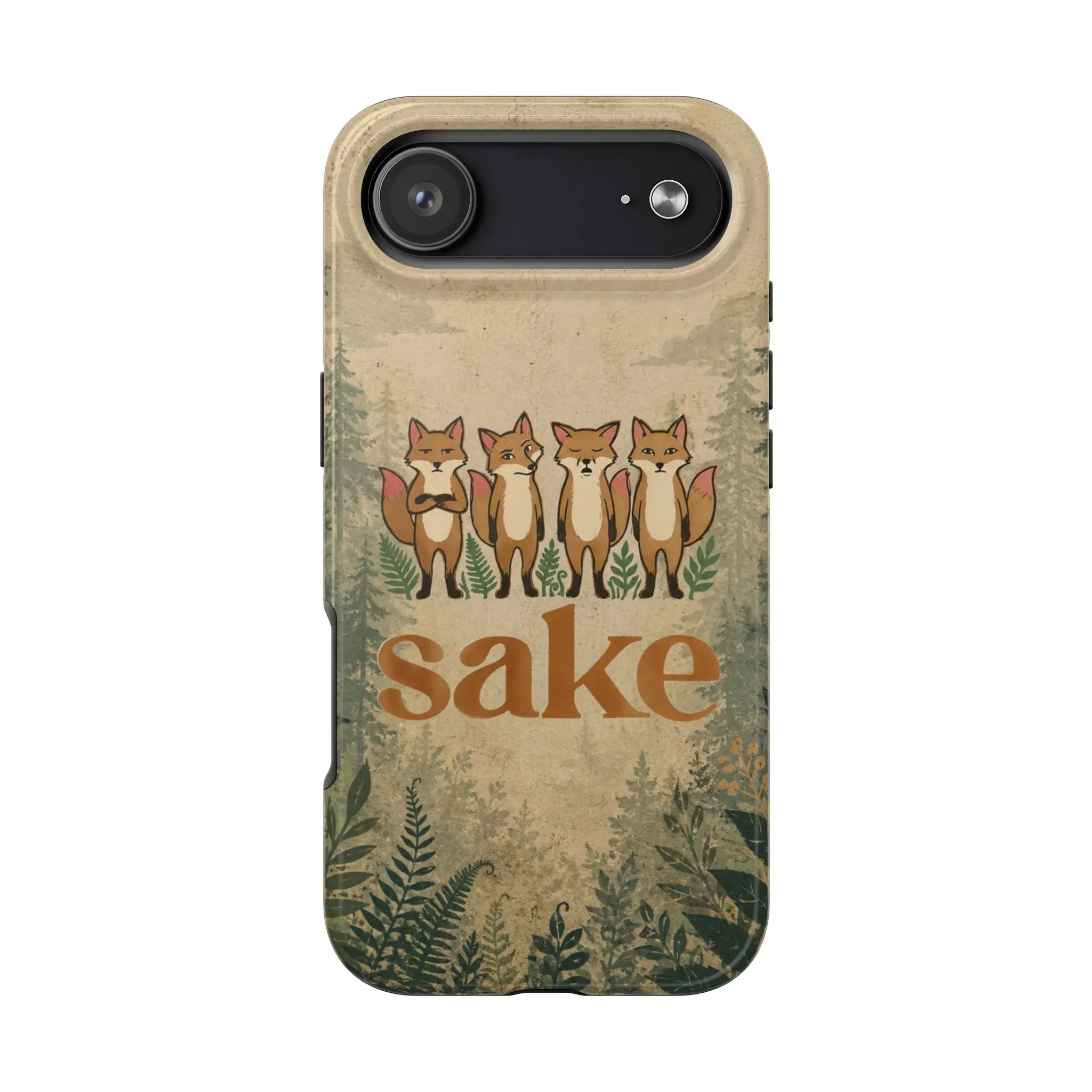 For Fox Sake Dual Layer Phone Case - Funny Fox Pun Woodland Animal Graphic Cover, Vintage Forest Nature Humor Cell Protector with Cute Fox Lover Accessories for iPhone 17/16/15/14/13/12/11 Pro Max/Plus