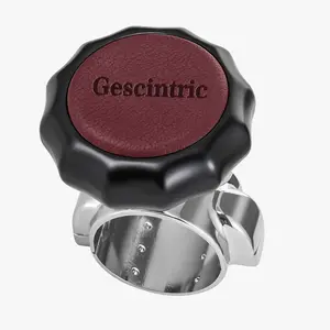 Steering Wheel knob Rotator, Vehicle Steering Wheel Rotator Ball Durable Suicide knob for Cars, SUV，Pickup Trucks, semi-Trailers, Vans, Lawn mowers, Tractors, Boats, etc (Red Cowhide)