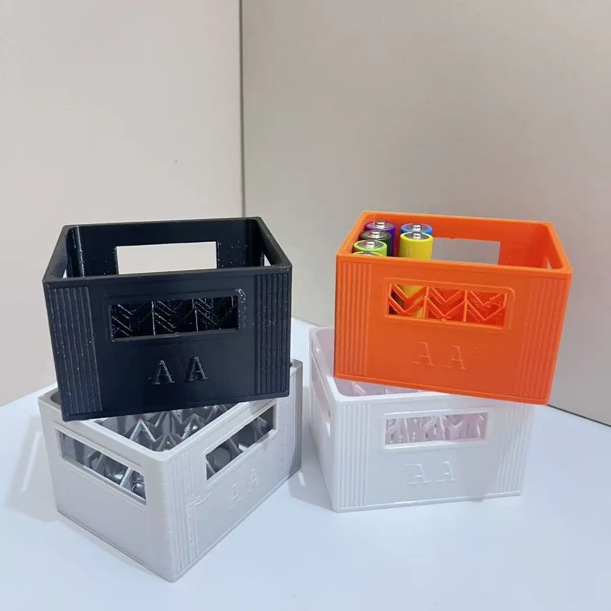 Stackable Beer Frame Battery Storage Box for Aa and Aaa Batteries, Organize Your 5 & 7 Sizes, Efficient Battery Organizer Solution