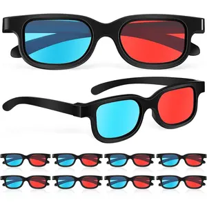 Movie Gaming Glasses 10 count Red-Blue 3  Viewing Glasses Glasses Plastic Frame Black  Lens Compatible with Ordinary  Monitors TVs Projectors